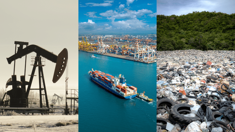 Puits de pétrole, méga-cargos et pollution plastique des plages et océans: les impacts de nos matériaux sont multiples