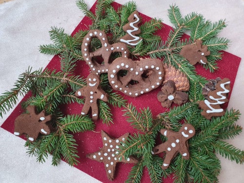 Décorations de sapin de Noël biodégradables en marc de café et branches de sapin